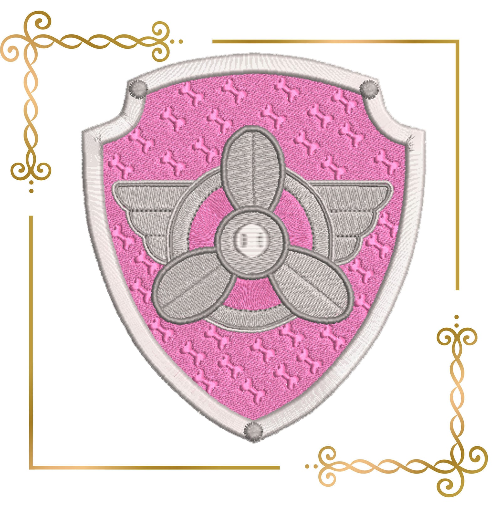 Paw Patrol Skye Shield Digital Embroidery Design File | Etsy