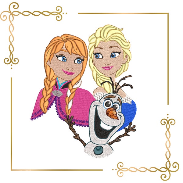Princess, Elsa, Winter frozen, snowflakes 2 sizes embroidery design to the direct download.