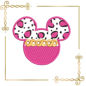 Minnie Mouse head, panther, chain,  Fantasy, embroidery design to the direct download.