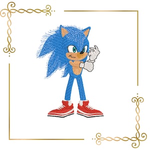 Sonic, Hedgehog, Zeichentrickfiguren, Stickdatei zum direkten Download Geschenk für Kind