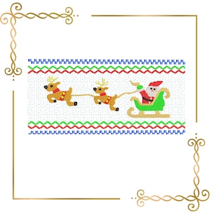Smocking Santa Claus and deers Design Plate for dress machine embroidery design  to the direct download.