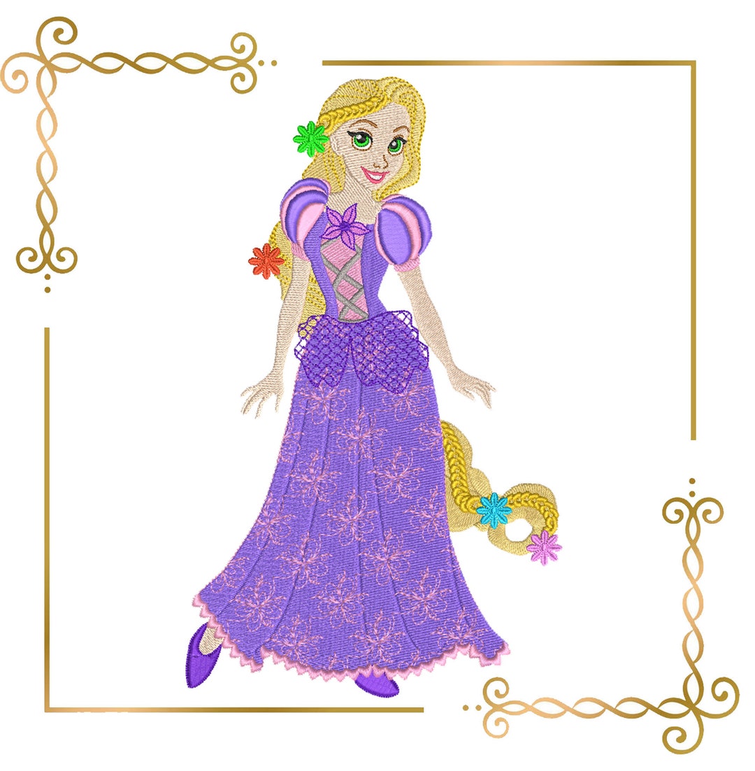 Princess Rapunzel With Braids Embroidery Design to the Direct Download ...