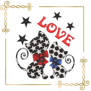 Super Kitties,  cartoon character,  Love, embroidery design to the direct download.