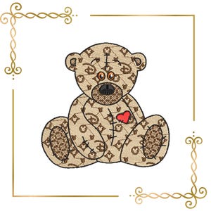 Motif de broderie tendance ours en peluche, personnage de dessin animé, 3 variantes (téléchargement direct)