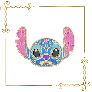 Vibrant Cartoon Stitch with Decorative Patterns Embroidery Design 2 sizes