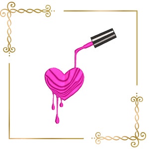 Mother&#39;s day, heart nail polish, Embroidery design to the direct download.