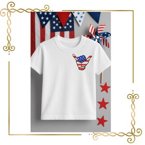 USA Hand Shaka Embroidery Design: American Flag Patriotic Gesture (Digital Download)