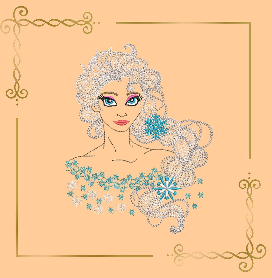 Elsa Snowflake Pattern Princess, Elsa, Winter Frozen, Snowflakes, Digital Machine Embroidery ...