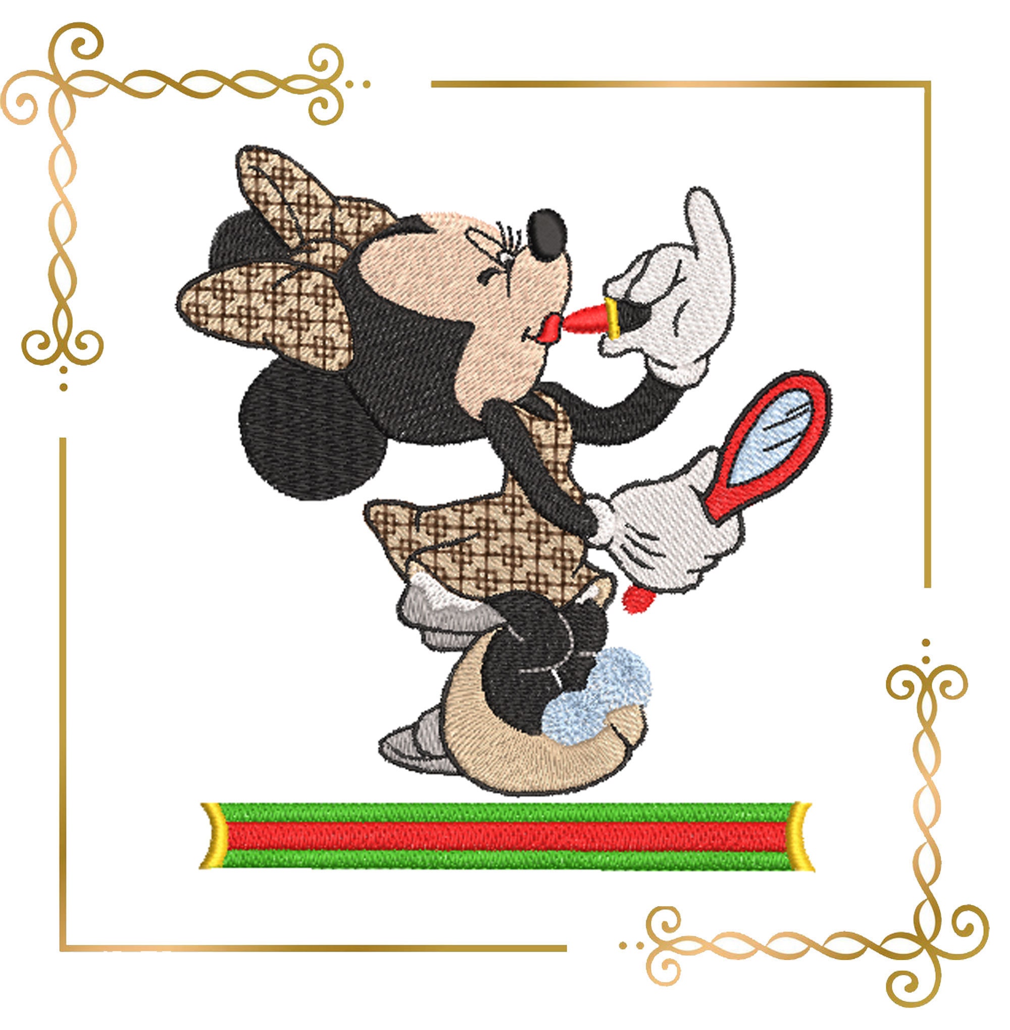Mouse Head Parody Minnie BOW Embroidery Design to the 