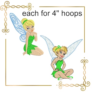 Princess Fabulous Fairy  Tinker Bell, 2 Variants in one set, embroidery design to the direct download.