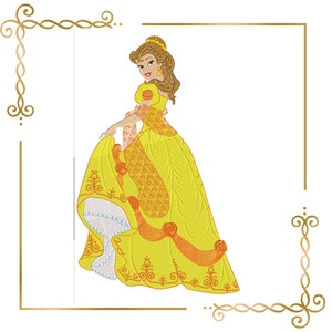 Princess  Belle embroidery design to the direct download.