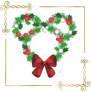 Mouse Christmas Wreath Embroidery Design (Digital Download)