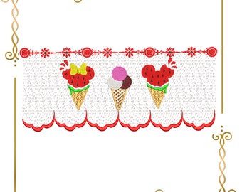 Smocking  Plate,  Icecream mouse, Mickey, Minnie, Heart, digital Machine Embroidery, Embroidery designs