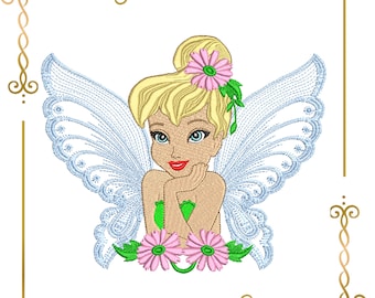 Princess Fairy Embroidery Design: 3 Sizes (Digital Download)