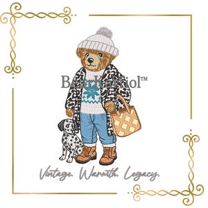 Embroidery Design Winter Teddy Bear with Dalmatian  (Instant Download)