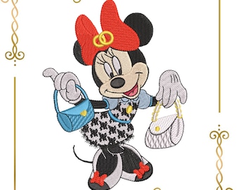 Mouse Fashionista Fantasy Dressed Parody Embroidery Design to 