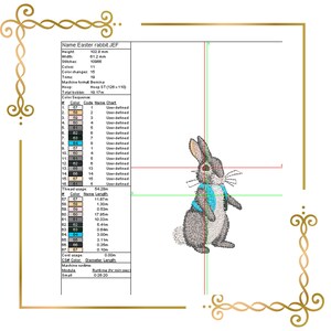 Easter bunny, rabbit digital Machine Embroidery, Embroidery designs image 2