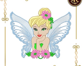 Princess Fairy TinkerBell Embroidery Design: 3 Sizes (Digital Download)