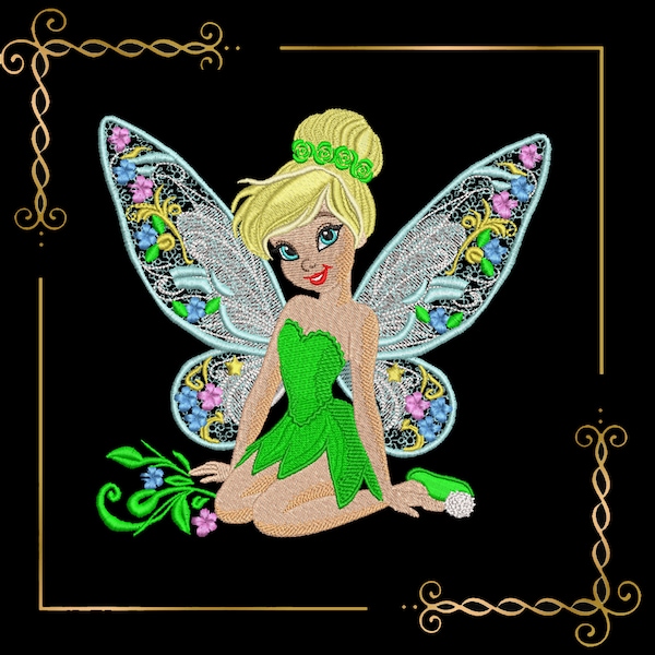 Princess Fabulous Fairy  Flower Tinker Bell  Embroidery machine design