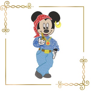 マウス、ミッキー、海賊、ファンタジーパロディ、刺繍デザインを直接ダウンロードできます。