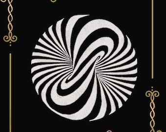 Optical Illusion Embroidery Design, Hypnotic 3D Tornado, Machine
