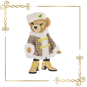 Super Fashion Teddy Bear, girl, cartoon character,   embroidery design to the direct download.