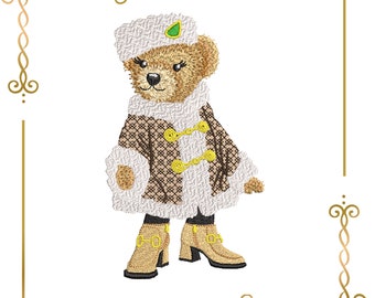 Embroidery design Super Fashion Teddy Bear, girl, cartoon character,  direct download.