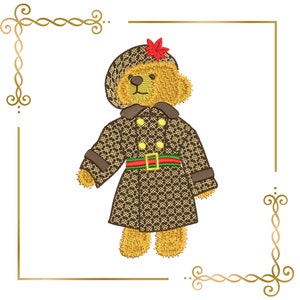 Super Fashion Teddy Bear cub, two-sided, girl, cartoon character, 2 Sizes,  embroidery design to the direct download.
