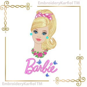 Princess, Fashion doll with a bow, embroidery design to the direct download.