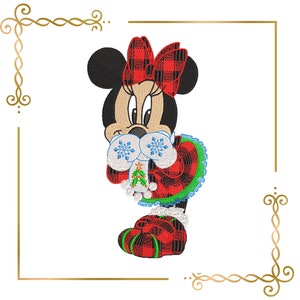 Minnie Christmas Fashionista  3 sizes 4 variants  parody embroidery design to the direct download.