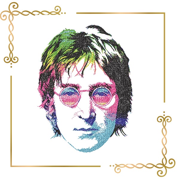 Embroidery design Sfumato Stitch John Winston Lennon  - instant download.