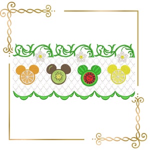 Smocking  Plate,  fruits, mouse, Mickey, Minnie, Heart, machine embroidery design  to the direct download.