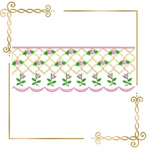 Maskinbroderi med blommönster, rosor, smockplåt: (digital nedladdning)