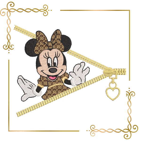 Mouse,  Fashionista,  Zipper, Minnie,  Fantasy,  parody, embroidery design to the direct download.