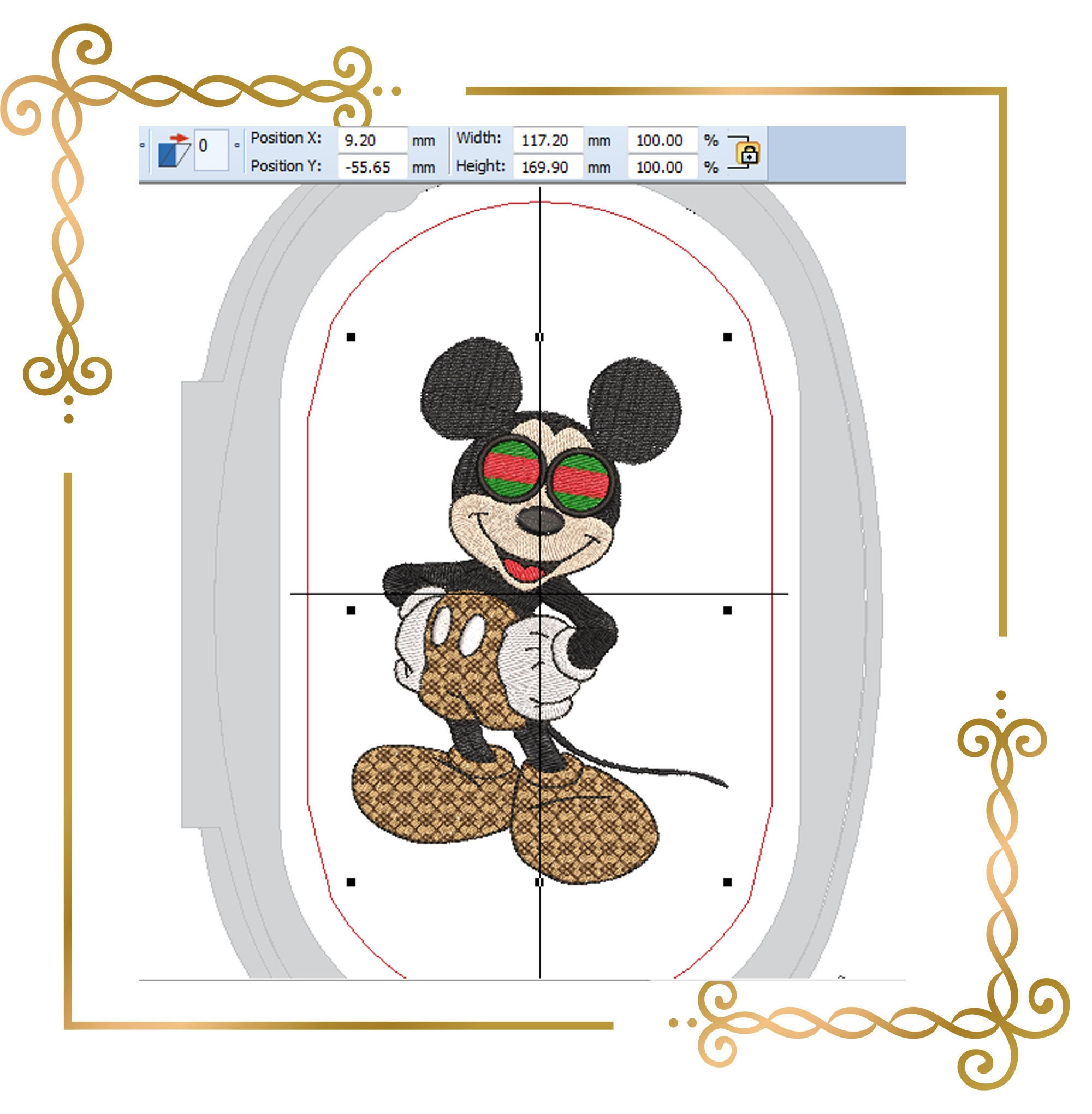 Mouse Fashionista Fantasy Dressed Parody Embroidery Design to 