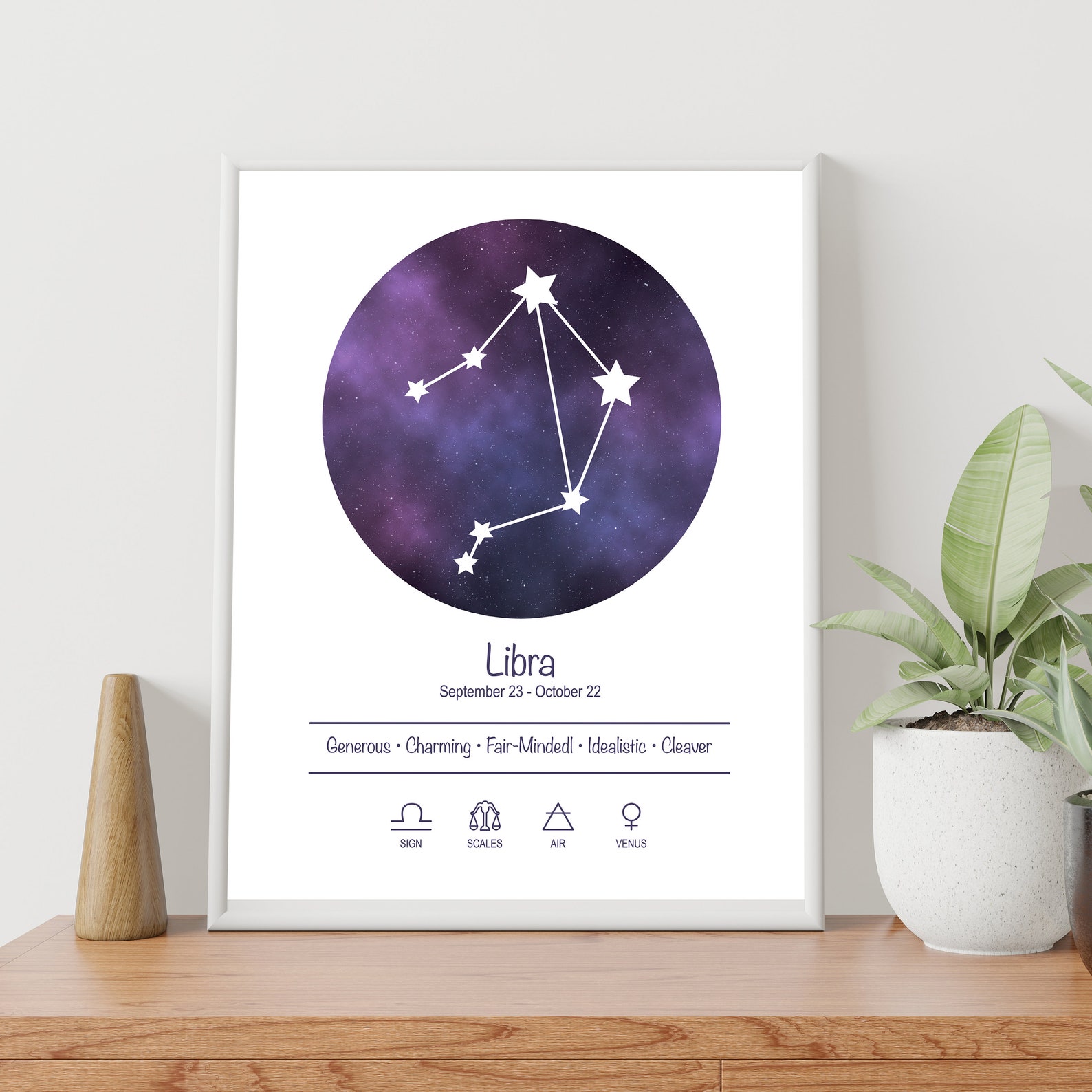 Libra Astrology Print. Zodiac Wall Art. Gift. Birthday. Etsy