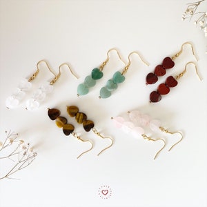 Harthangeroorbellen, halfedelsteenoorbellen, natuursteenoorbellen, aventurijnoorbellen, rozenkwartsoorbellen, stenen sieraden