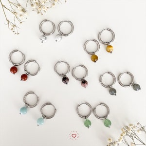 Orecchini A Cerchio In Argento Sterling 925 Con Pietre Naturali Multicolore - Gioiello Donna Ipoallergenico, Idea Regalo - 3