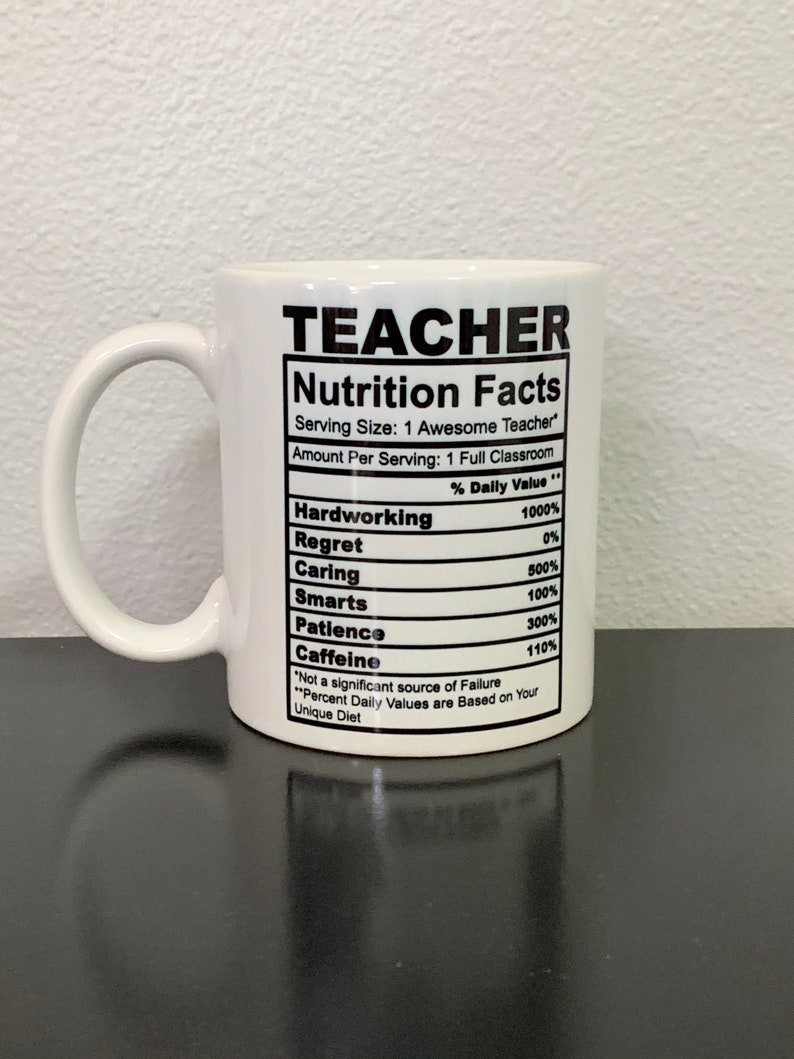 Download TEACHER Nutrition Facts Mug | Etsy