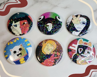 Badges personnages ENA Dream BBQ : badges holographiques 2,25 pouces