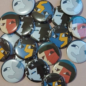 ENA Buttons Happy, Sad, Moony, and BBQ 2.25 Inch