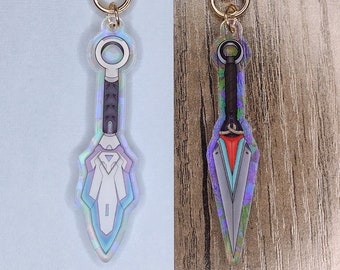 Overwatch Kiriko Kunai & Antifragile 3 in Acrylic Charm Keychain | One Side Broken Holographic Effect OW2