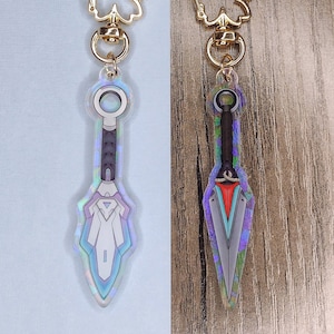 Overwatch Kiriko Kunai & Antifragile 3 in Acrylic Charm Keychain | One Side Broken Holographic Effect OW2