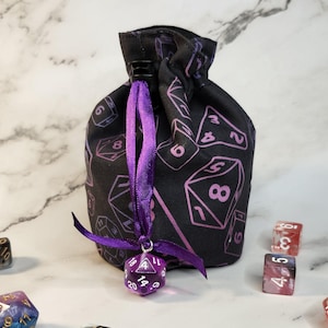 Black/Ombre Dice Bag: Handmade Drawstring Pouch DnD SMALL