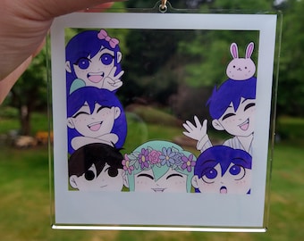 Omori Group Photo Instant Film Acrylic Charm Keychain 4 In Single Sided