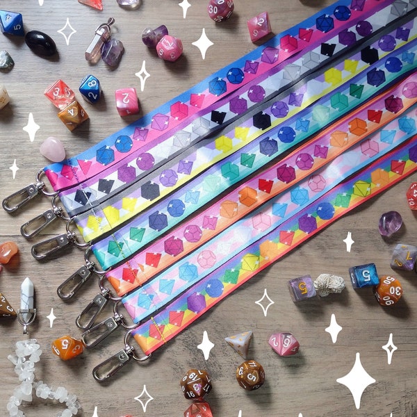 Dungeons and Dragons DND Pride Lanyards 1 in x 33 in, Lesbian, Pride, Nonbinary, Asexual, Transgender, Gay, and Bisexual!