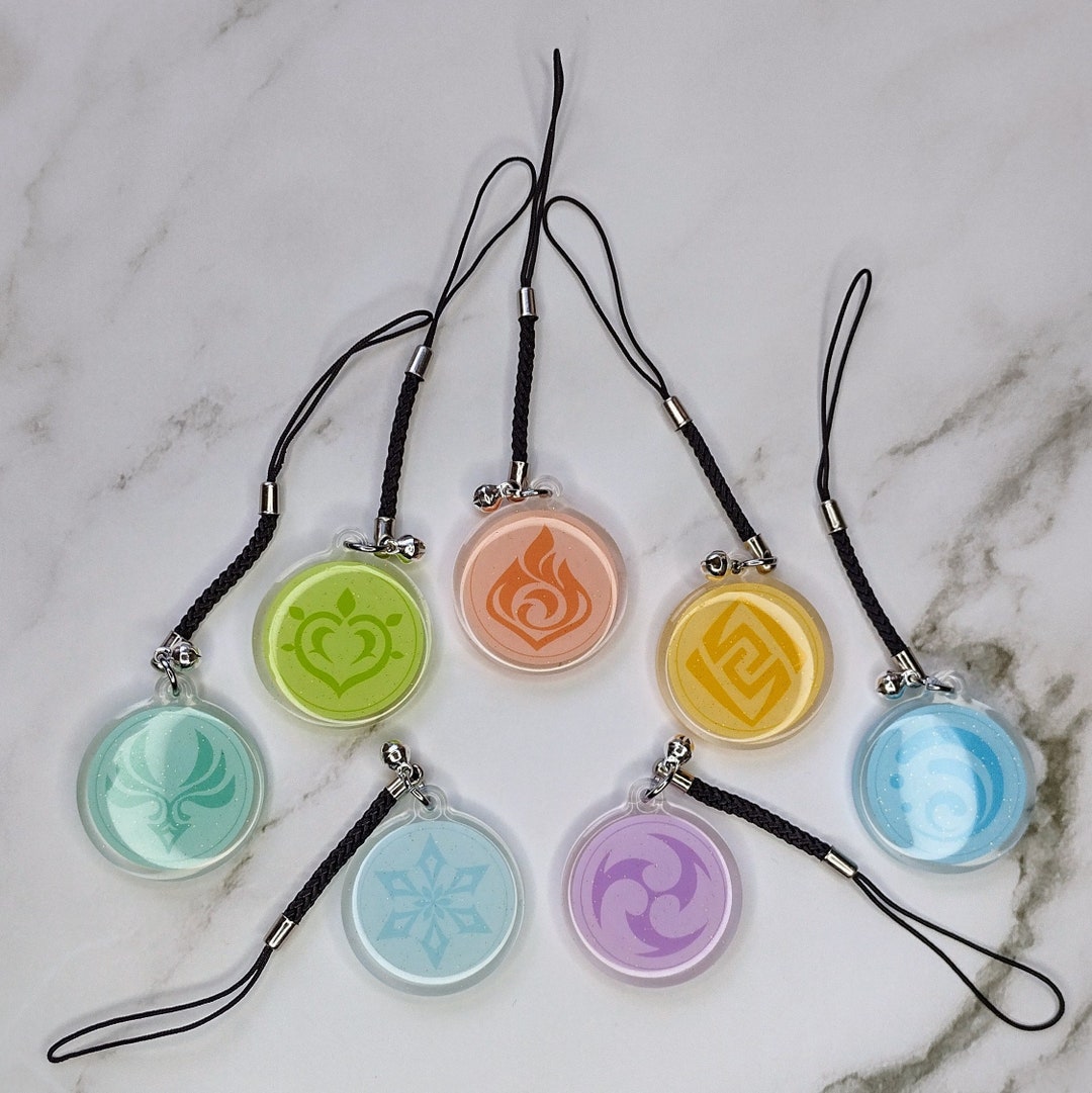 Genshin Impact Keychain Phone Charms Vision Acrylic Charms With Epoxy