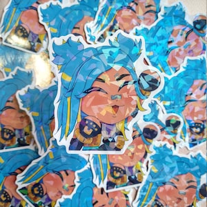 Valorant Agent Neon 3 In Holographic Sticker Chibi Sticker Kawaii