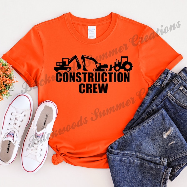 DIGITAL FILE Construction Crew - Bulldozers - Cranes - Construction Birthday - Workers - Cut File for Crafters - Clipart - Black and White