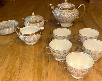 Homer Laughlin Eggshell Nautilus Golden Fleece Tea Set